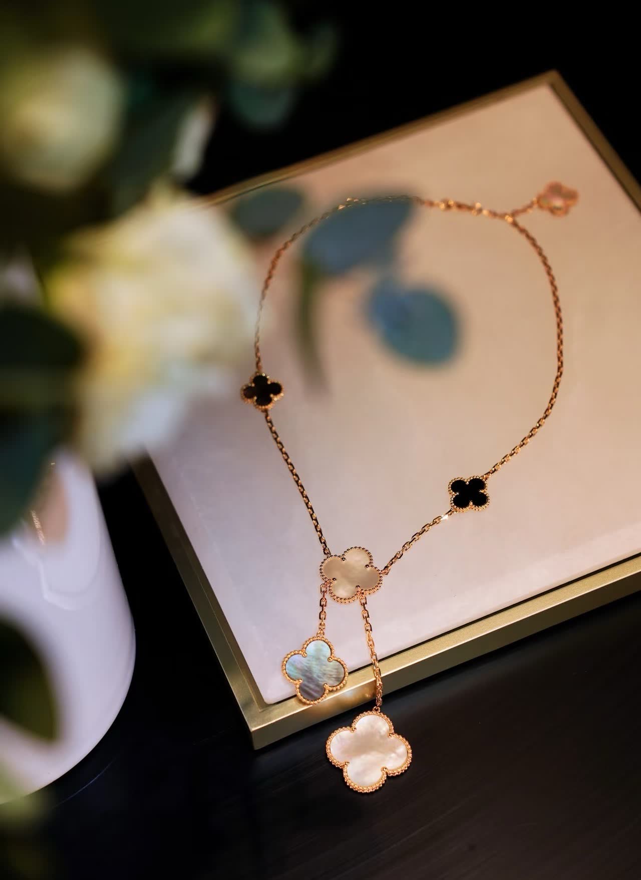 Van Cleef & Arpels Alhambra Gold and Enamel Necklace
